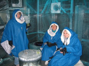 Staying warm at the Ice Bar!